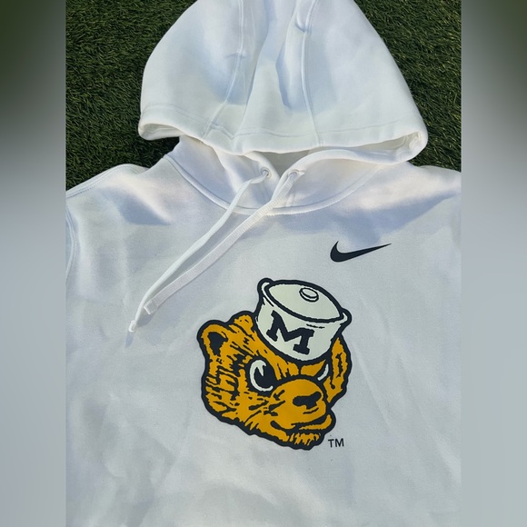 Michigan Wolverines Legacy Club Primary Logo Men's Nike College Hoodie - White - Picture 2 of 5